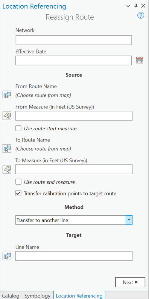 Reassign Route pane with Transfer to another line method specified Reassign Route pane with Transfer to another line method specified