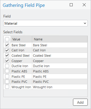 Pop-up window to choose the field and unique values Pop-up window to choose the field and unique values