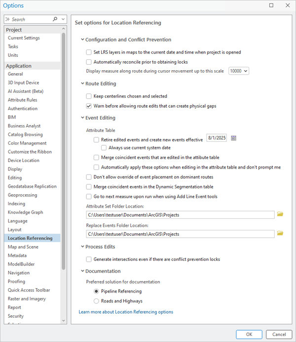 Location Referencing options Location Referencing options