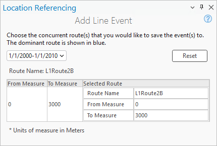 Add Line Event pane showing the 1/1/2000 to 1/1/2010 time range Add Line Event pane showing the 1/1/2000 to 1/1/2010 time range