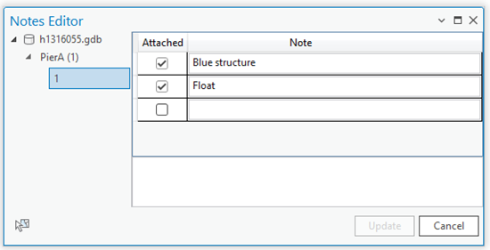 Newly attached note in the Notes Editor pane Newly attached note in the Notes Editor pane