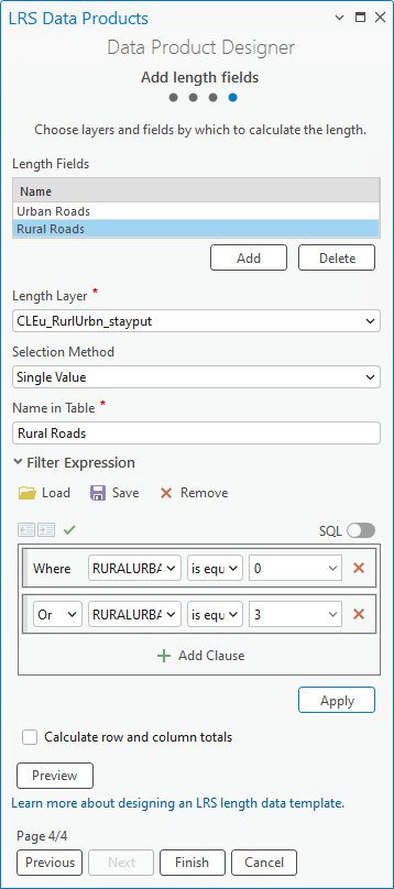 Multiple length fields are set in the Add length fields page Multiple length fields are set in the Add length fields page