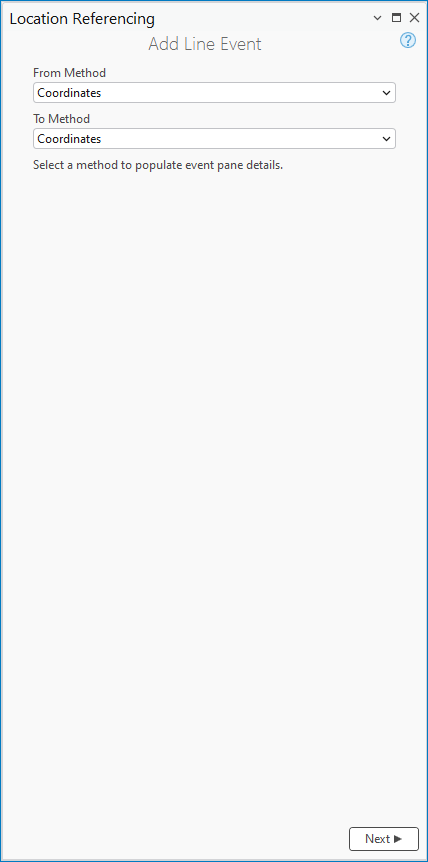 Add Line Event pane Add Line Event pane