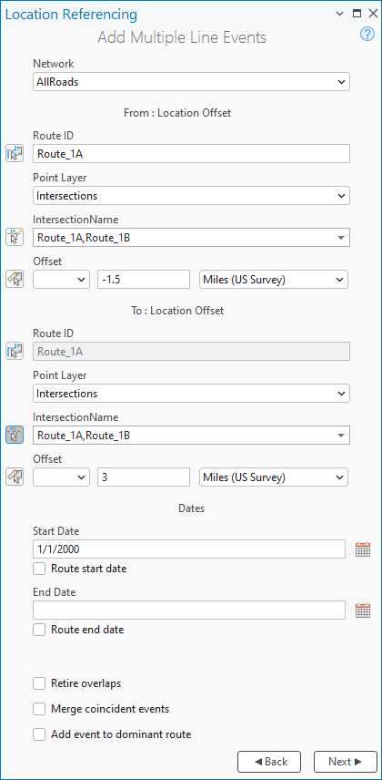 Add Multiple Line Events pane Add Multiple Line Events pane