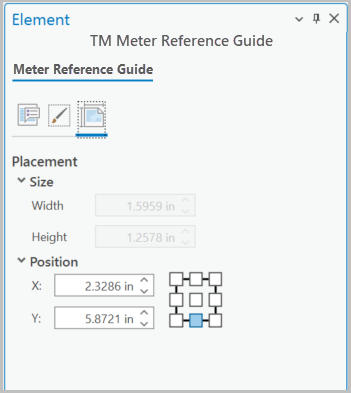 Element pane for Meter Reference Guide element with the Placement tab active Element pane for Meter Reference Guide element with the Placement tab active