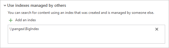 Path to a managed index in the Add an index box Path to a managed index in the Add an index box