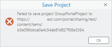 Message that the project was not saved Message that the project was not saved