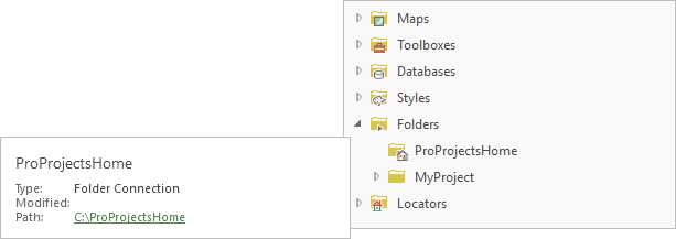 Catalog pane showing the automatically created home folder Catalog pane showing the automatically created home folder