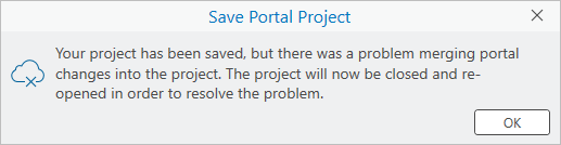Message that the project will be closed and reopened to resolve a merge problem Message that the project will be closed and reopened to resolve a merge problem