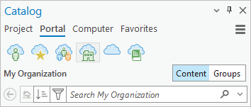 Portal tab in Catalog pane with My Organization and Content selected Portal tab in Catalog pane with My Organization and Content selected