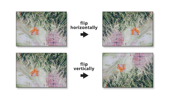 Raster datasets flipped horizontally and vertically Raster datasets flipped horizontally and vertically
