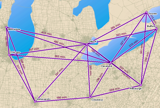 An origin-destination cost matrix solution An origin-destination cost matrix solution