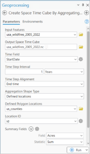 Create Space Time Cube By Aggregating Points geoprocessing tool Create Space Time Cube By Aggregating Points geoprocessing tool