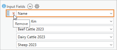 Input Fields list with Name field indicated Input Fields list with Name field indicated