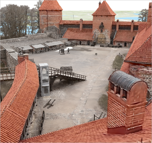 View of a castle interior in a Gaussian splat layer View of a castle interior in a Gaussian splat layer