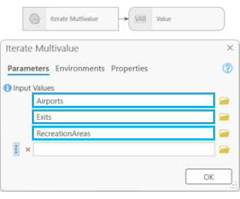 Iterate Multivalue tool dialog box Iterate Multivalue tool dialog box