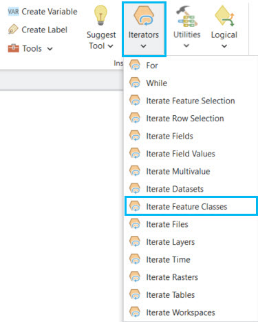 Adding the Iterate Feature Classes tool Adding the Iterate Feature Classes tool
