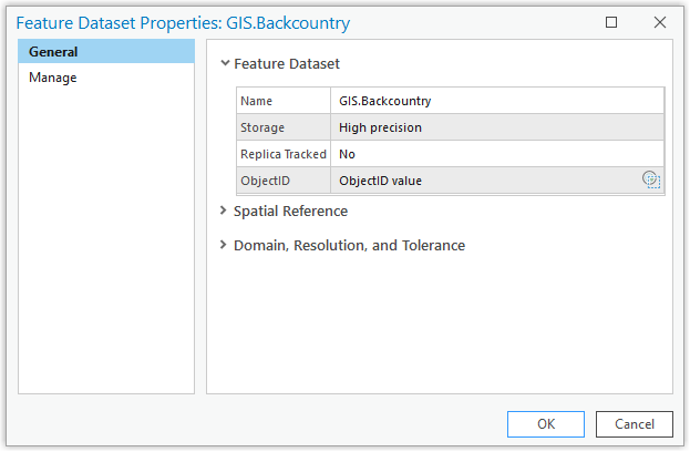 General tab on the Feature Dataset Properties dialog box