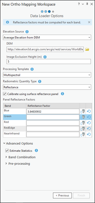 Data loader options for reflectance calibration
