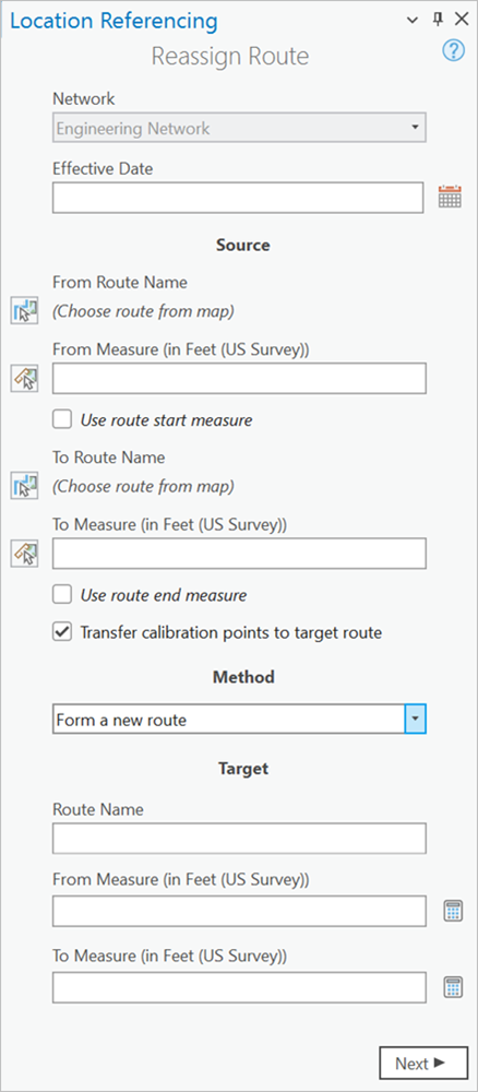 Form a new route selection