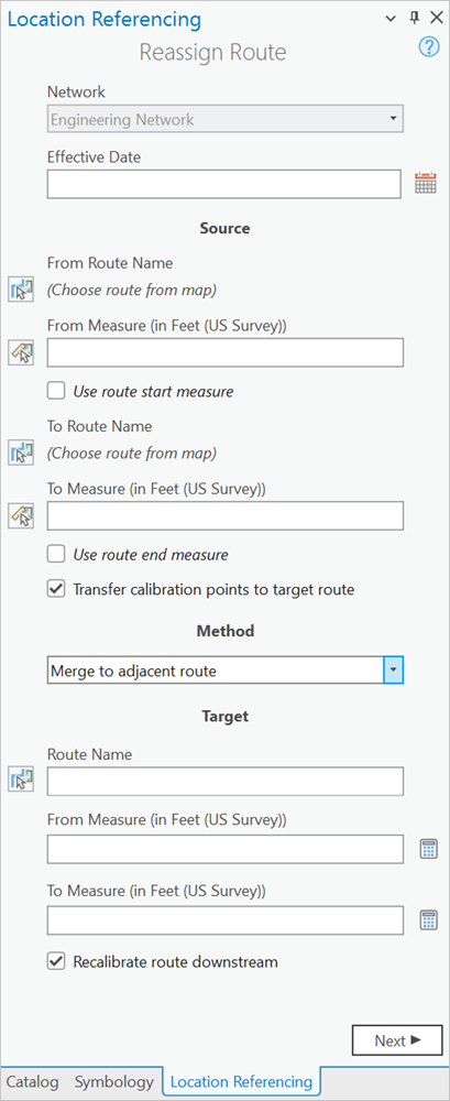 Reassign Route pane with Merge to adjacent route specified