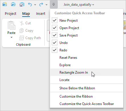 Quick Access Toolbar Options Arcgis Pro Documentation