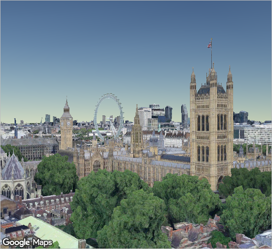 View of London in a Google Photorealistic 3D basemap