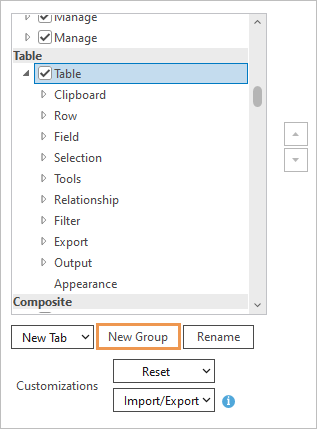 Selected tab and New Group button