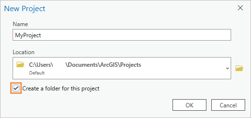 Create a New Project dialog box