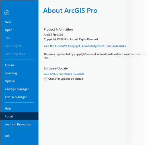 ArcGIS Pro Settings page