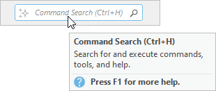 Updated shortcut displayed on the Command Search bar and its ScreenTip