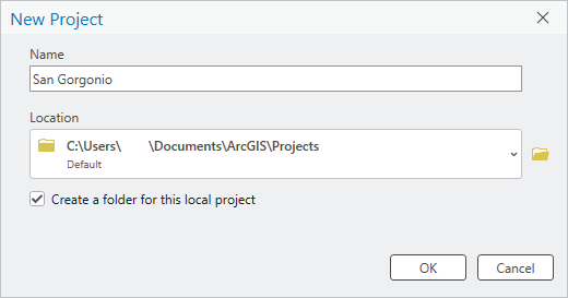 New Project dialog box