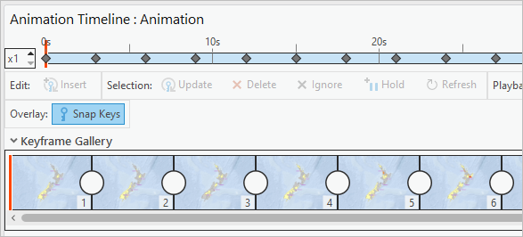 Keyframes in Animation Timeline pane