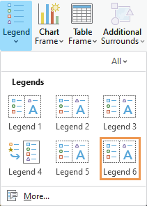 The Legends gallery showing six legend styles