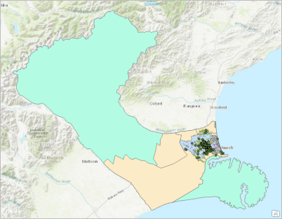 Map zoomed to district