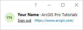 Sign in status in ArcGIS Pro application window