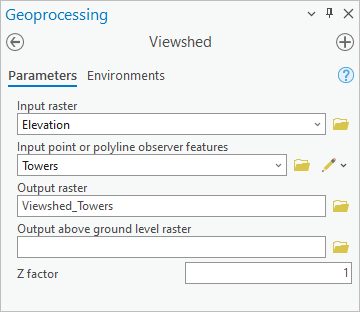 Viewshed tool as it appears to a licensed user