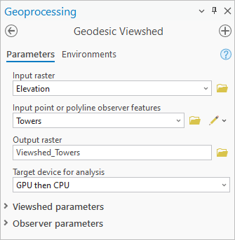 Viewshed tool as it appears to a licensed user