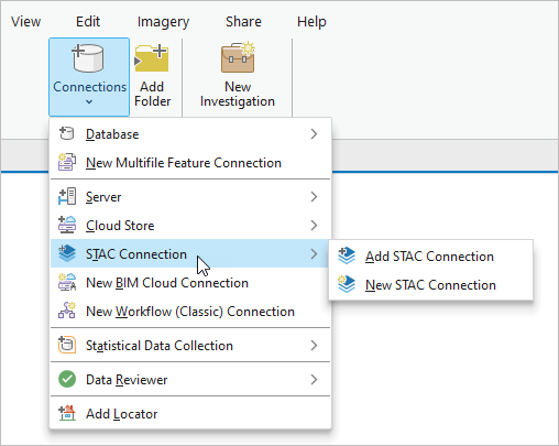 STAC Connection option on the Connections drop-down list