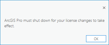 Prompt to shut down ArcGIS Pro
