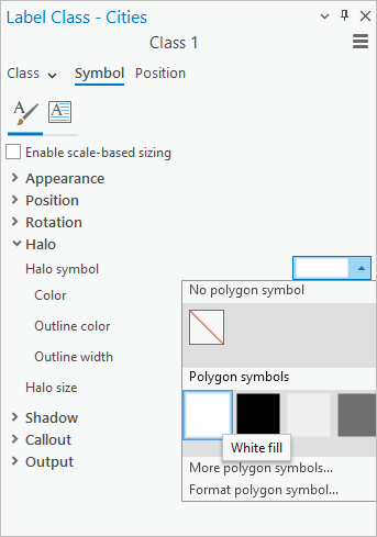 White fill selected as Halo symbol