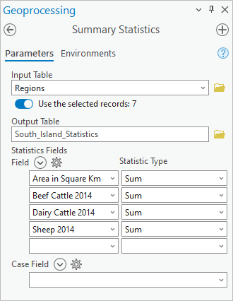 Summary Statistics tool