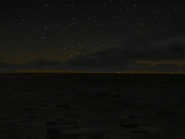 Animated fly-through over terrain showing volumetric clouds with different ambient light