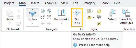 ScreenTip for the Go To XY tool on the ribbon