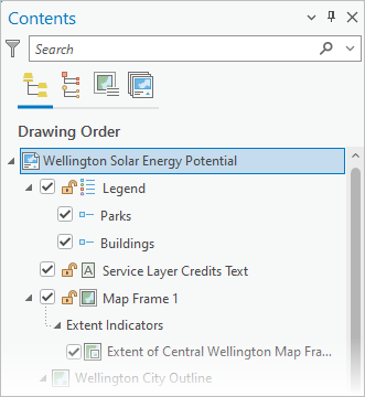 Contents pane with Legend element expanded