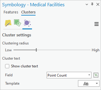 Clusters tab in the Symbology pane