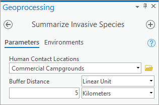 Summarize Invasive Species geoprocessing tool