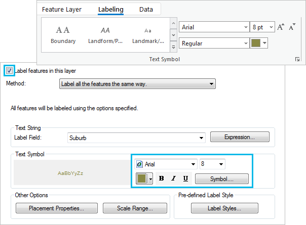 Label settings in ArcGIS Pro and ArcMap