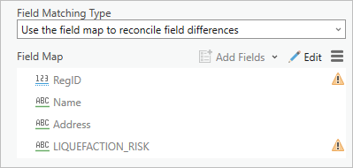 Field map parameter of the Append tool