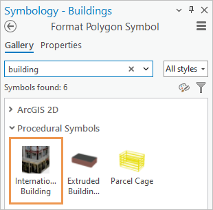 International Building symbol indicated in the Symbology pane